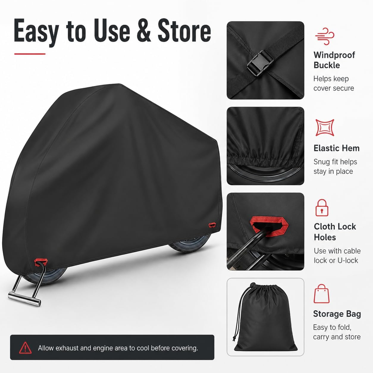 300D Motorcycle Cover Compatible with Suzuki Hayabusa, Heavy Duty Waterproof Outdoor Sportbike Cover, Precision Fit for Aerodynamic Hyperbike, Rain Sun Dust Wind Protection