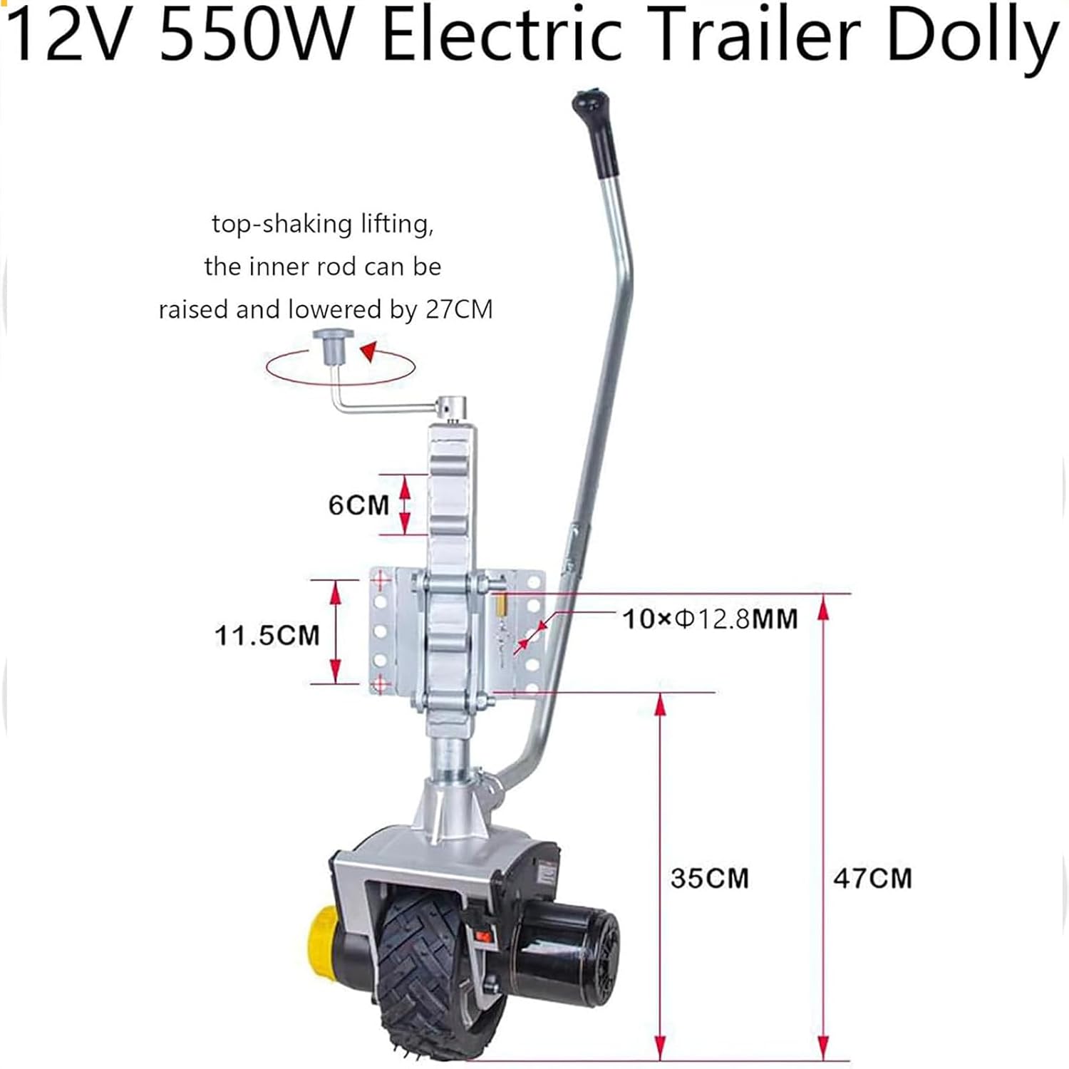Electric Trailer Mover with 550W Motor, 4.5 Tons Capacity, 12V Powered for Easy Camper and Caravan Relocation, 22 FT/min Speed (550wnonfoldable)