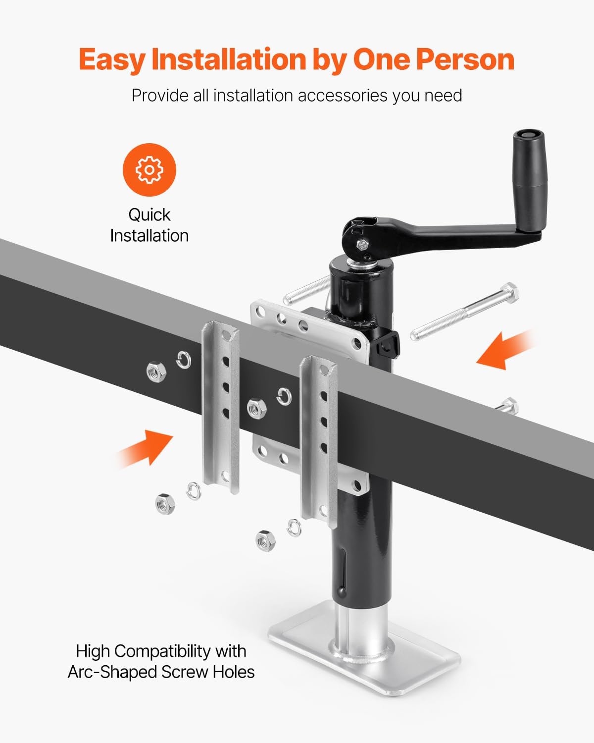 VEVOR Heavy Duty Trailer Jack, 2000 lbs Load Capacity, 10" Swivel Lift for RV, Horse, Utility & Yacht Trailers