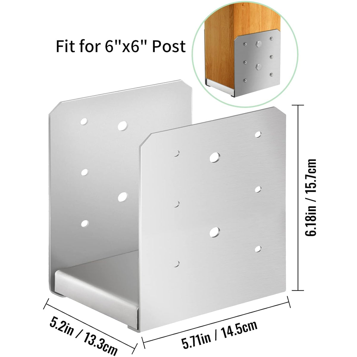 6"x 6" post base, 5pcs stainless steel post shown in use