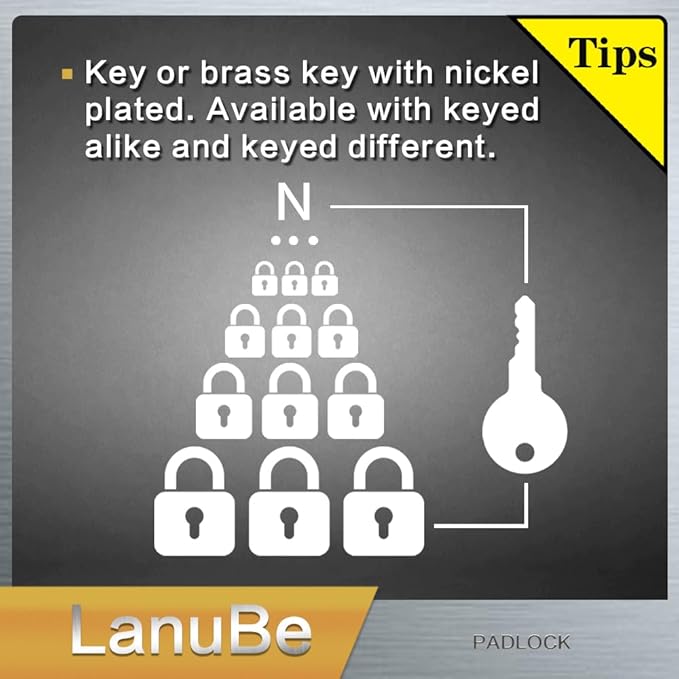 LanuBe Lock Laminated keyed Padlock, keyed Alike Locks, Normal Shackle - Image 3