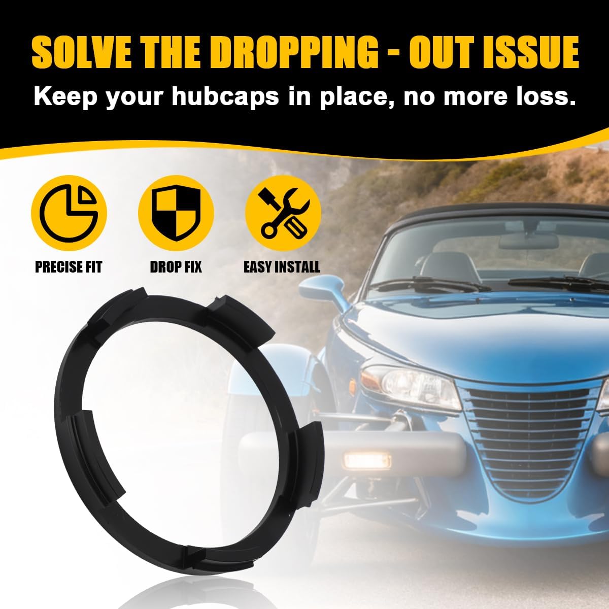 4865352AB Wheel Center Cap Repair Ring for Plymouth Prowler 1997-2001 for Chrysler Prowler 2001-2002- Upgraded Material