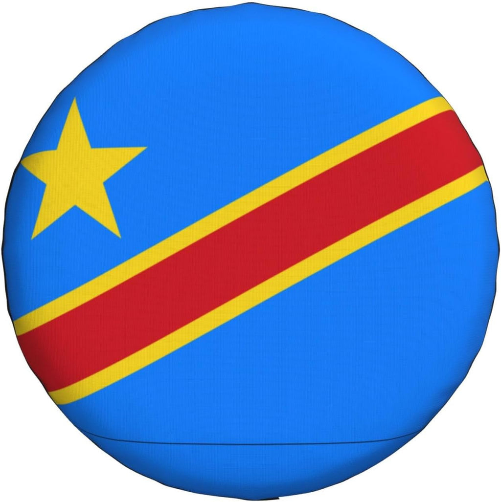 Flag of the Congo Print Universal Spare Tire Cover for RV, Jeep | Wheel Protector Fits Rv, Trailer, Jeep, Shield Tires From Sun, Dirt And Rain For Outdoor Storage