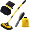 Car Wash Brush with Long Handle, Chenille Microfiber Mop Mitt with 1
