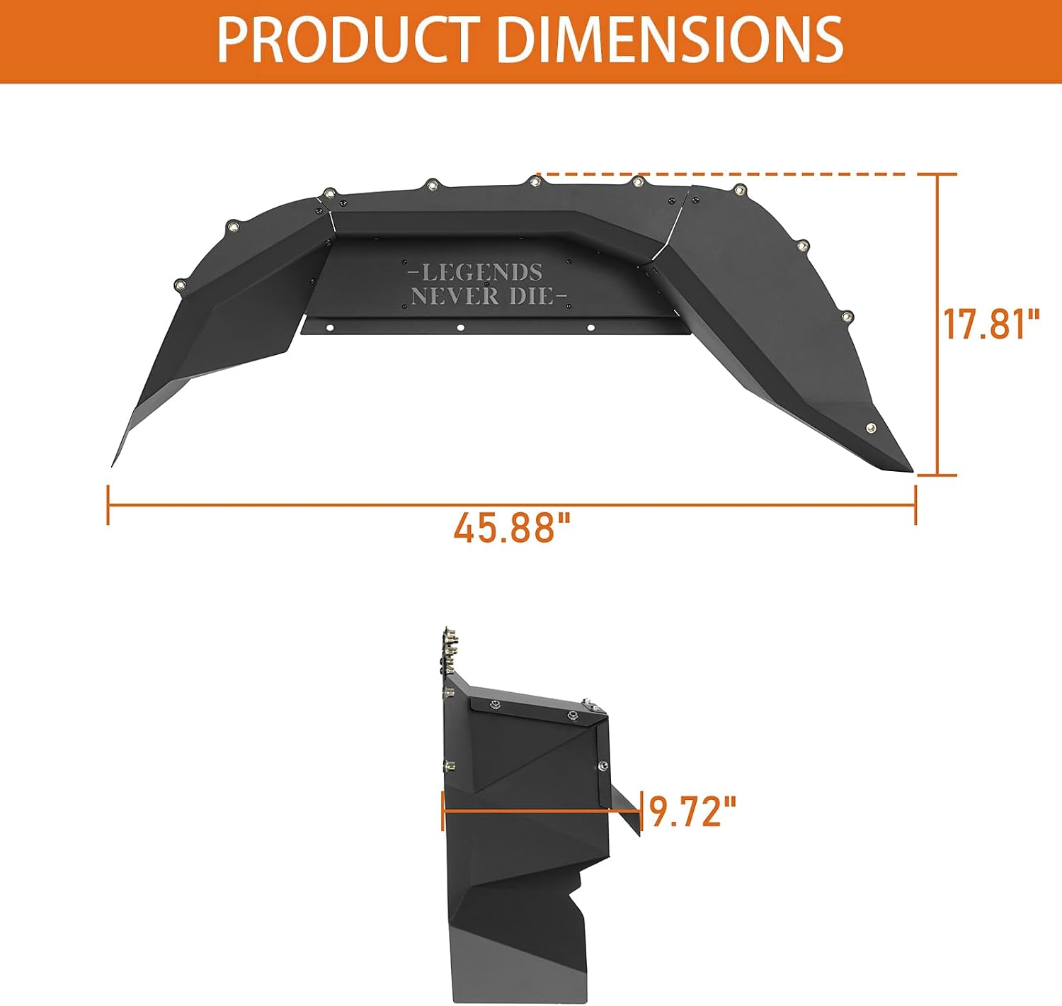 Hooke Road Gladiator JT Aluminum Rear Inner Fender Liners for 2020-2026 Jeep Gladiator JT 2/4 Doors, Legend Mud Guards Wheel Well Fenders - 2PCS