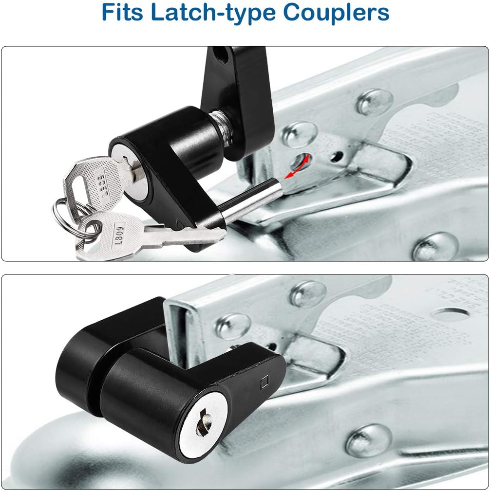 CZC AUTO Black Trailer Hitch Coupler Lock, Dia 1/4 Inch, 3/4 Inch Span for Tow Boat RV Truck Car's Coupler (1 Pack, Black)