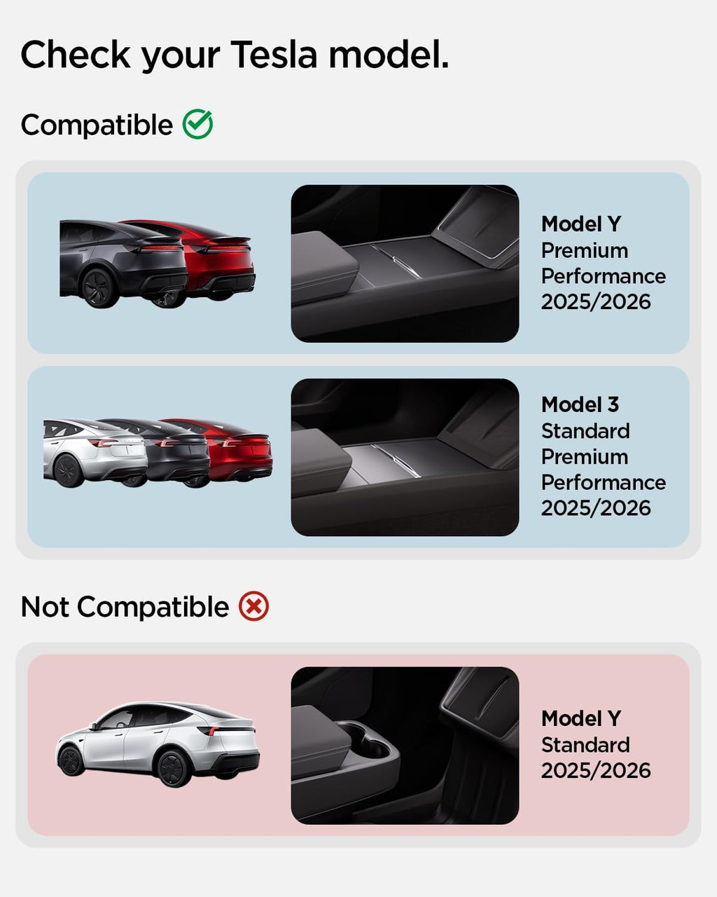 Spigen Center Console and Armrest Organizer for Tesla Model Y Juniper & Model Y L (Only Premium & Performance 2026/2025) and Model 3 Highland (Standard, Premium & Performance 2026/25/24)