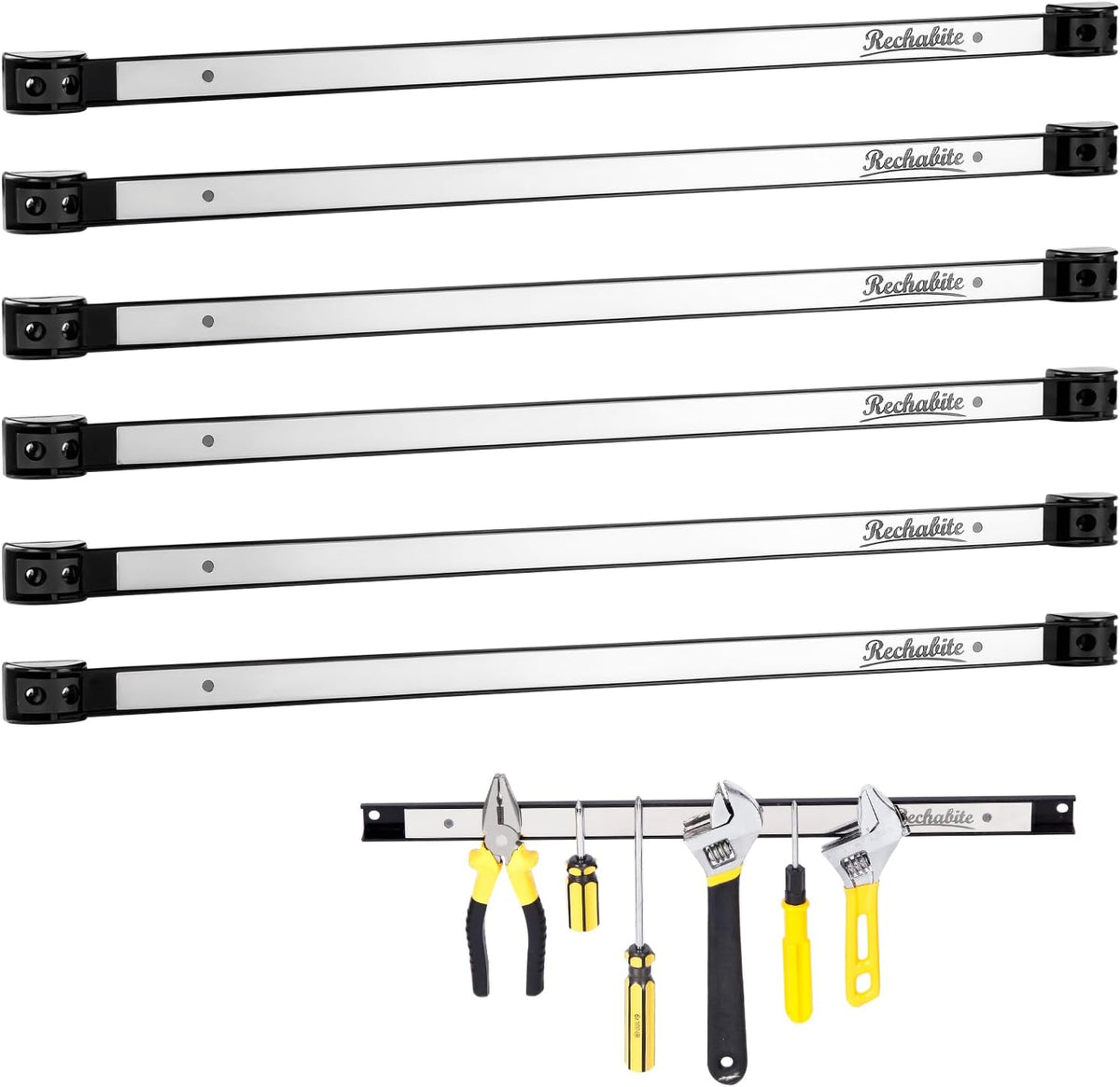 6 Pieces 24" Magnetic Tool Holder Strip, Stainless Steel Surface Tool Magnet Bar