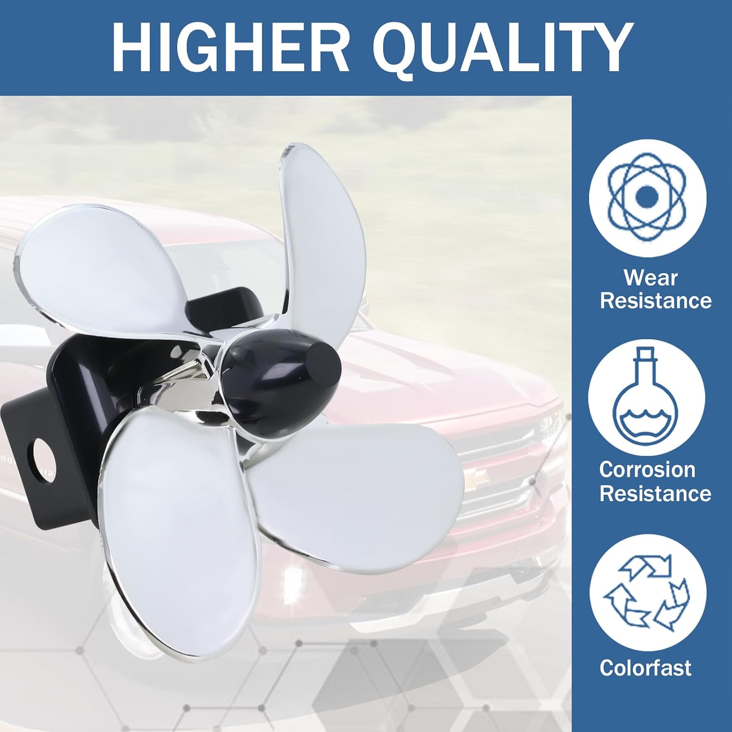 Tow Hitch Cover 77009, Spinning Propeller Trailer Hitch Cover Plastic for 2 Inch Receivers