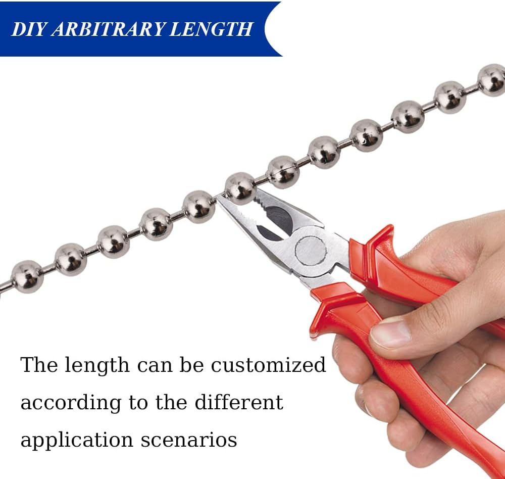100ft ball bead chain, 304 stainless steel, #10, package contents