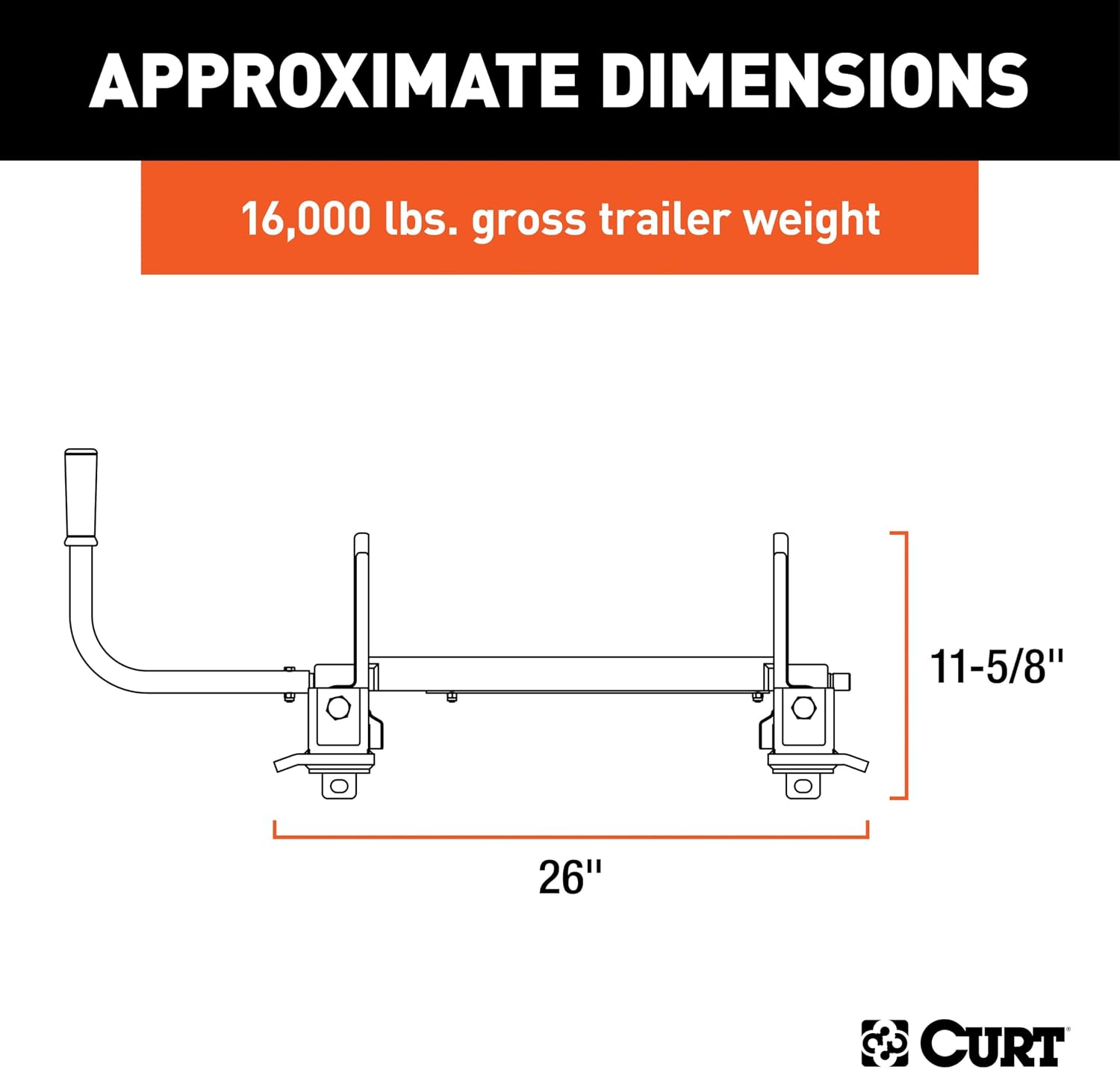 CURT 16560 R16 5th Wheel Roller for Short Bed Trucks, 16,000 lbs