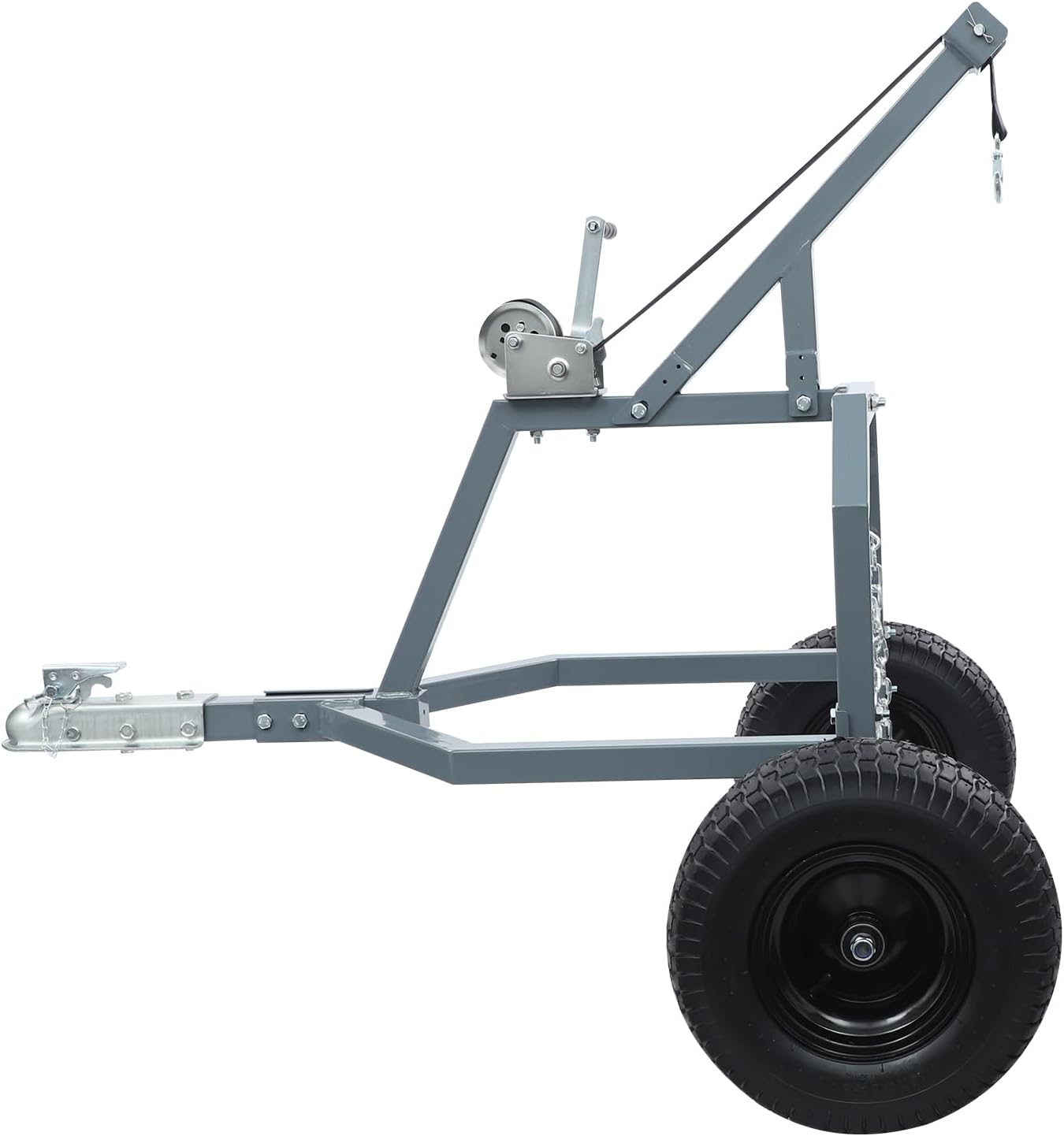 Log Skidding Arch, 24in Diameter 1600lbs Capacity ATV Trailer, Ball-Type Trailer Hitch Mounted Log Dolly, Heavy-Duty ATV Dolly with Two 16in Pneumatic Tires for Vehicles