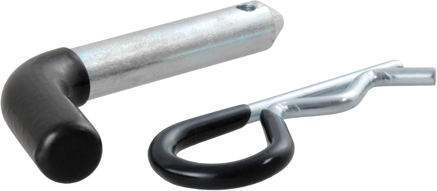 CURT 21410 Trailer Hitch Pin & Clip with Vinyl-Coated Grip, 1/2-Inch Diameter, Fits 1-1/4-Inch Receiver, Clear ZINC