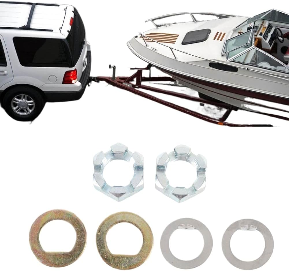 6 Pcs Trailer Axle Hub Nut and Washer Kit K7133500 Compatible with EZ Lube Axles Produced Before June 2002