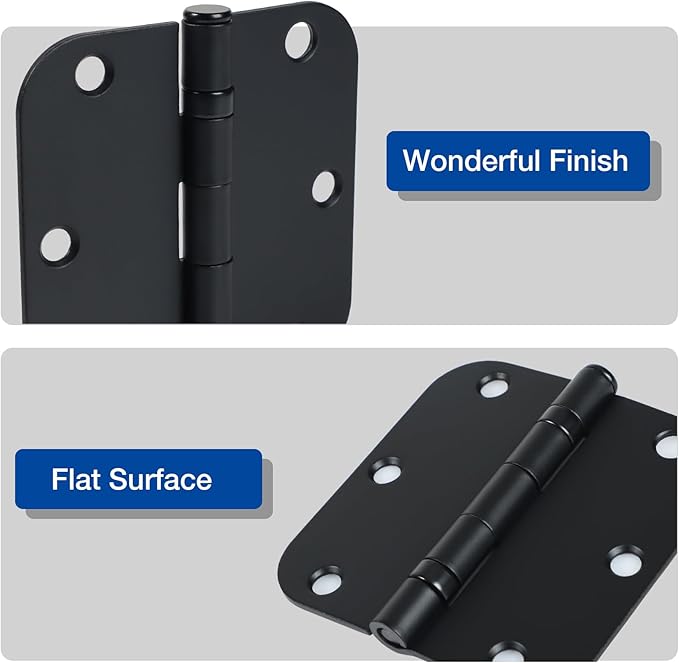 42 Pack Ball Bearing Door Hinges Matte Black 3.5 Inch 5/8"Radius Round Anti - Image 3