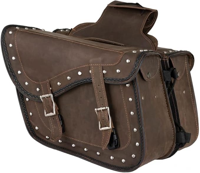 GARGOYLE BELLS Genuine Leather Motorcycle Saddle Bags Motorcycle Luggage Bag by GARGOYLEBELLS