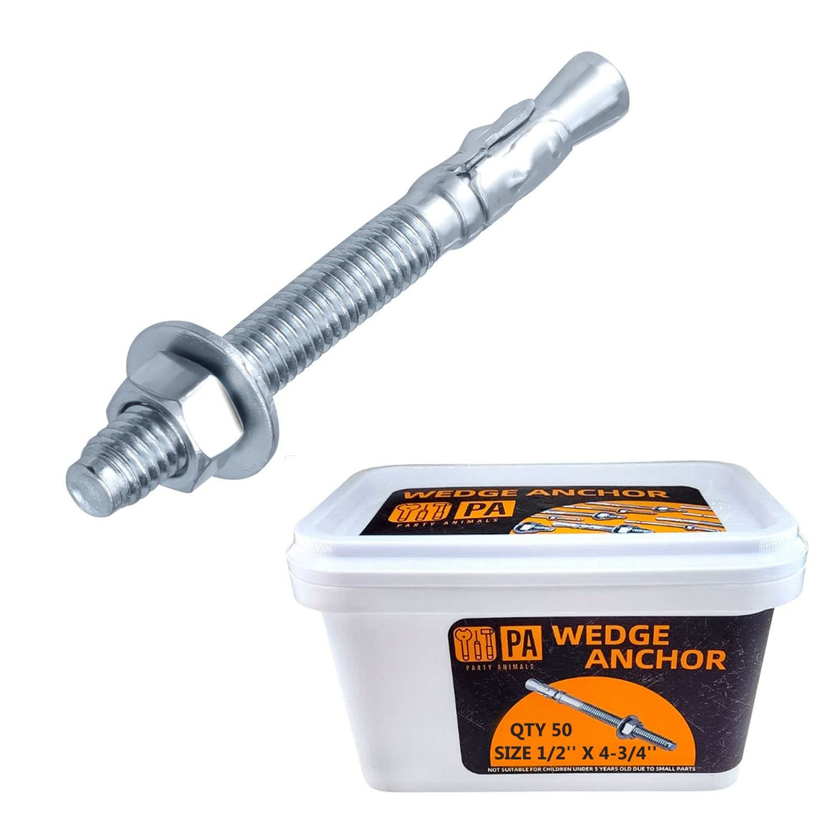 party animals 1/2 x 4-3/4 inch wedge anchor, main product view