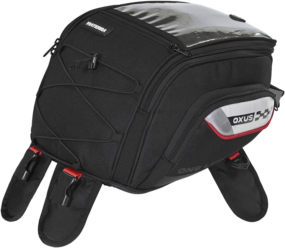 ViaTerra Oxus 13L Magnetic Motorcycle Tank Bag – Converts to Backpack Scratch-Free Leather Base Rain Cover Included EBC Net Universal Fit for Touring & Adventure Riders