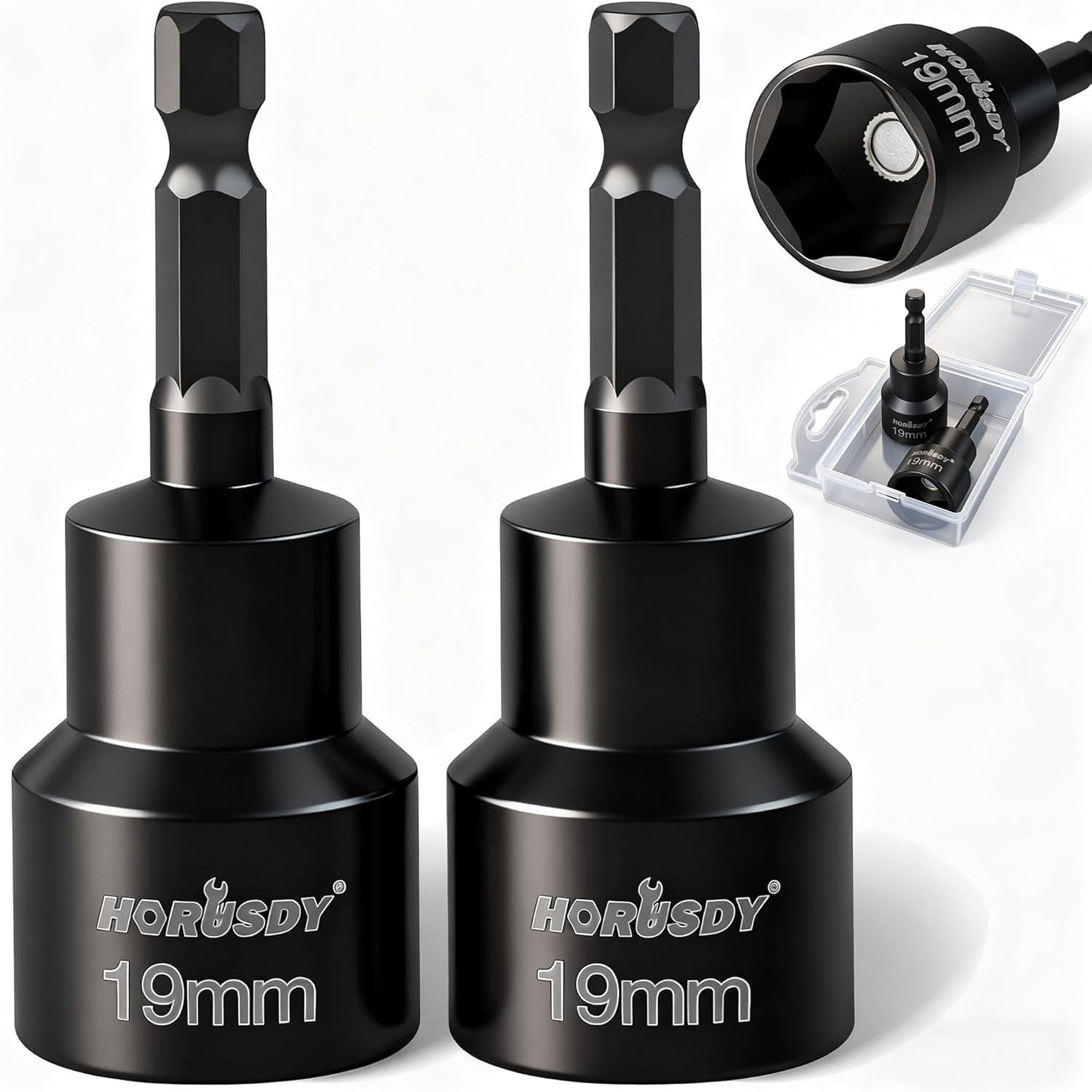 HORUSDY 2-Pieces RV Leveling Scissor Jack Socket Drill Adapter, 1/4 Inch Hex Shank, Fits 3/4 Inch or 19mm Hex Drive Jacks