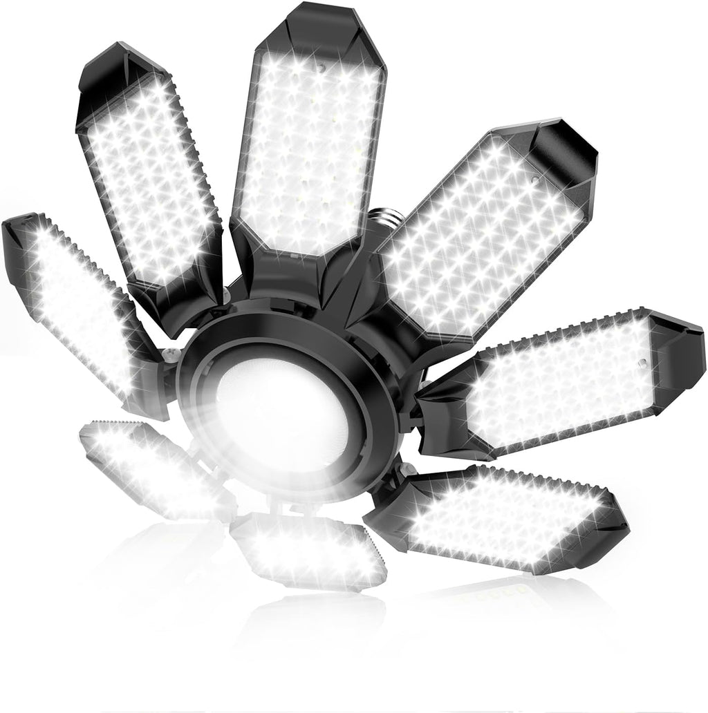 Garage Lights - Super Bright 25000LM Garage Lights Ceiling Led w/ 8 Deformable