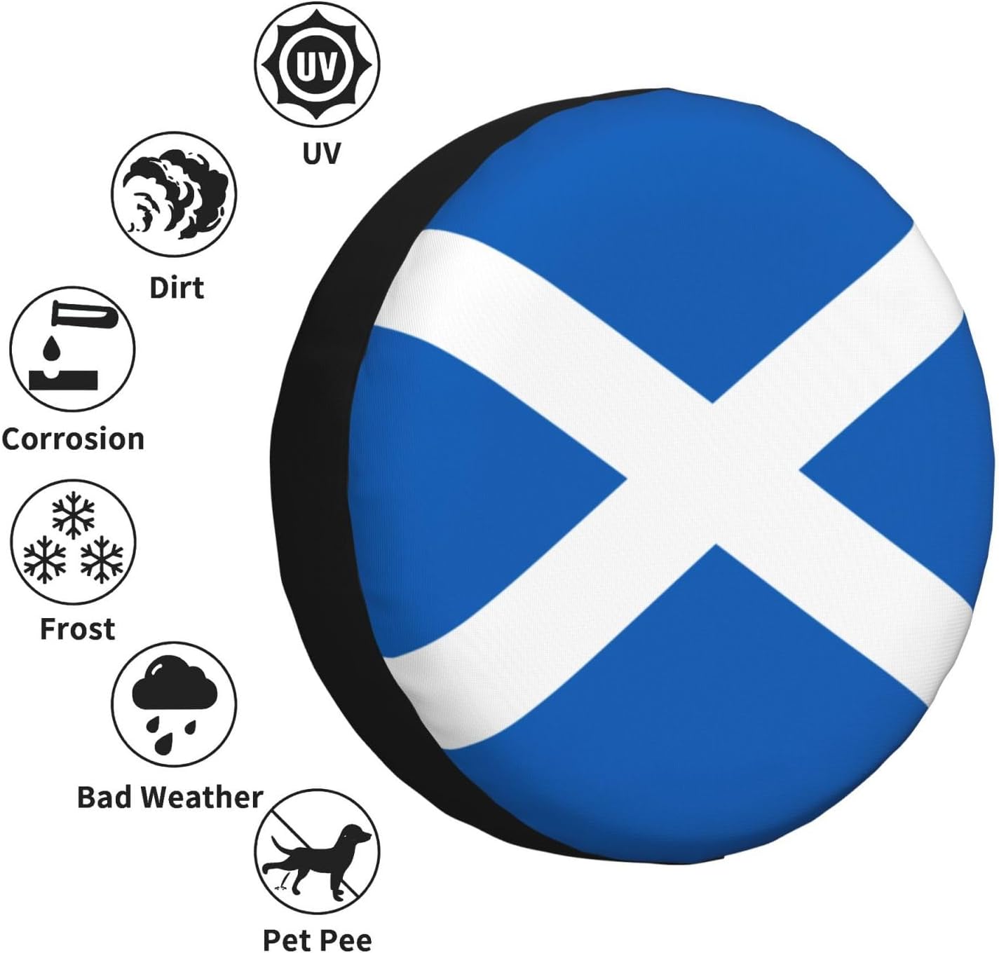Scottish Flag Print Universal Spare Tire Cover for RV, Jeep | Wheel Protector Fits Rv, Trailer, Jeep, Shield Tires From Sun, Dirt And Rain For Outdoor Storage
