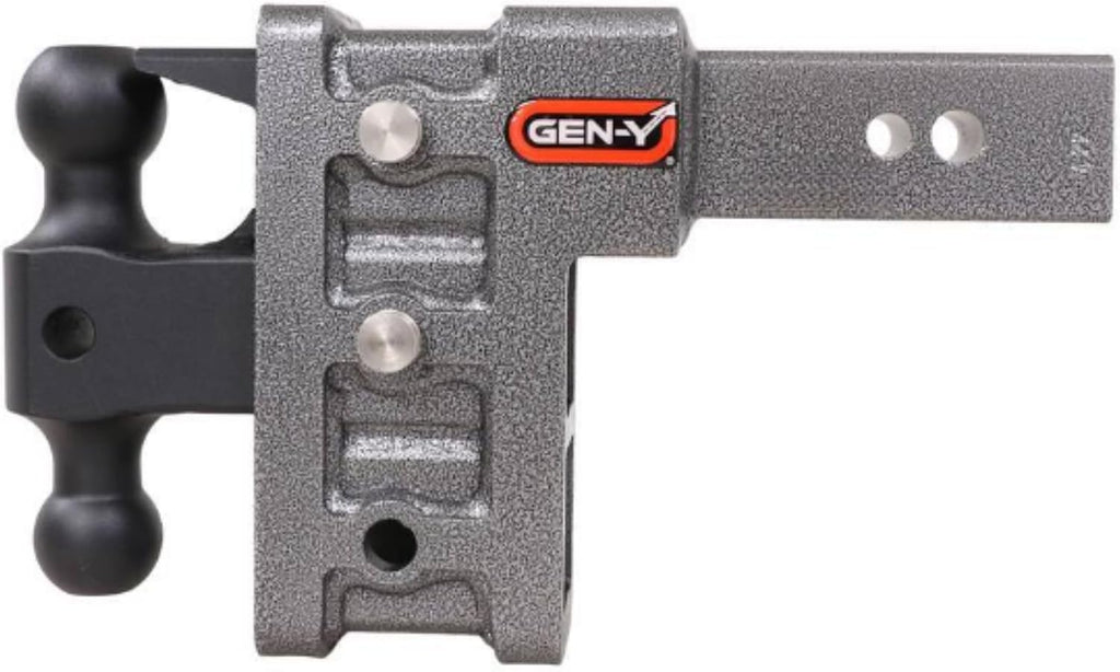 GEN-Y Hitch Tow Hitch for 2.5" Receiver - 6" Drop/Rise with 3 Adjustable Positions, Includes Dual Ball Mount, Pintle Lock and Locking Pins, 32,000 lbs Towing Capacity, 3,500 lbs Tongue Weight, Silver