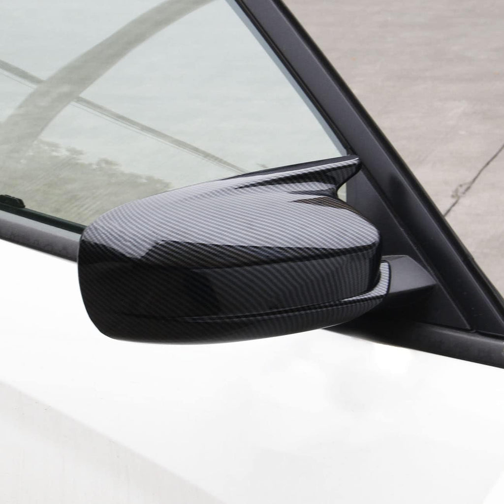 Crosselec Carbon Fiber Side Door Mirror Cover Molding Trim for Dodge Charger 2011-2021 (Carbon Fiber Pattern(Horn Style))