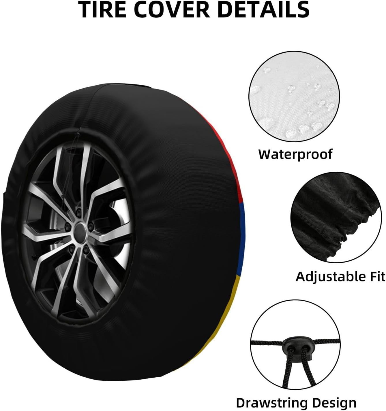 Flag of Venezuela Print Universal Spare Tire Cover for RV, Jeep | Wheel Protector Fits Rv, Trailer, Jeep, Shield Tires From Sun, Dirt And Rain For Outdoor Storage