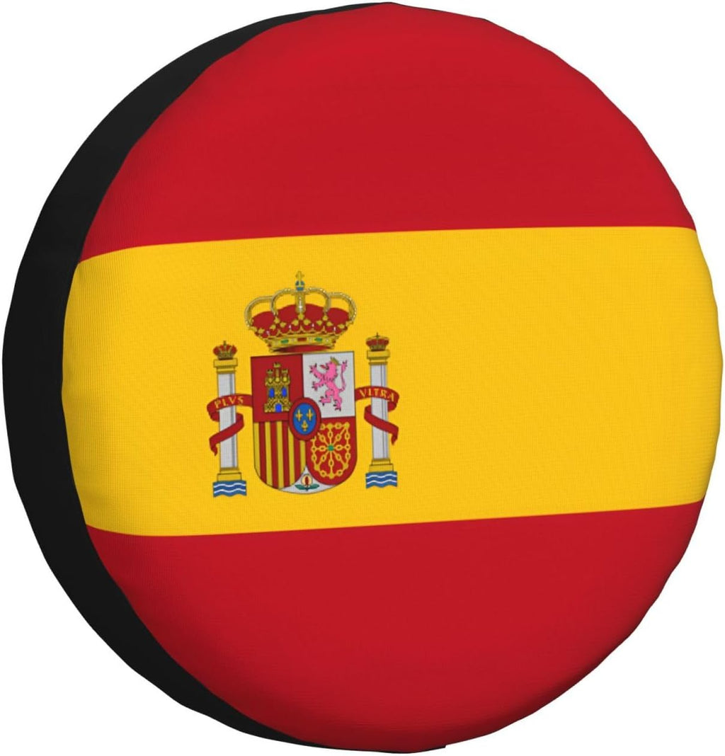 Spanish Flag Print Universal Spare Tire Cover for RV, Jeep | Wheel Protector Fits Rv, Trailer, Jeep, Shield Tires From Sun, Dirt And Rain For Outdoor Storage