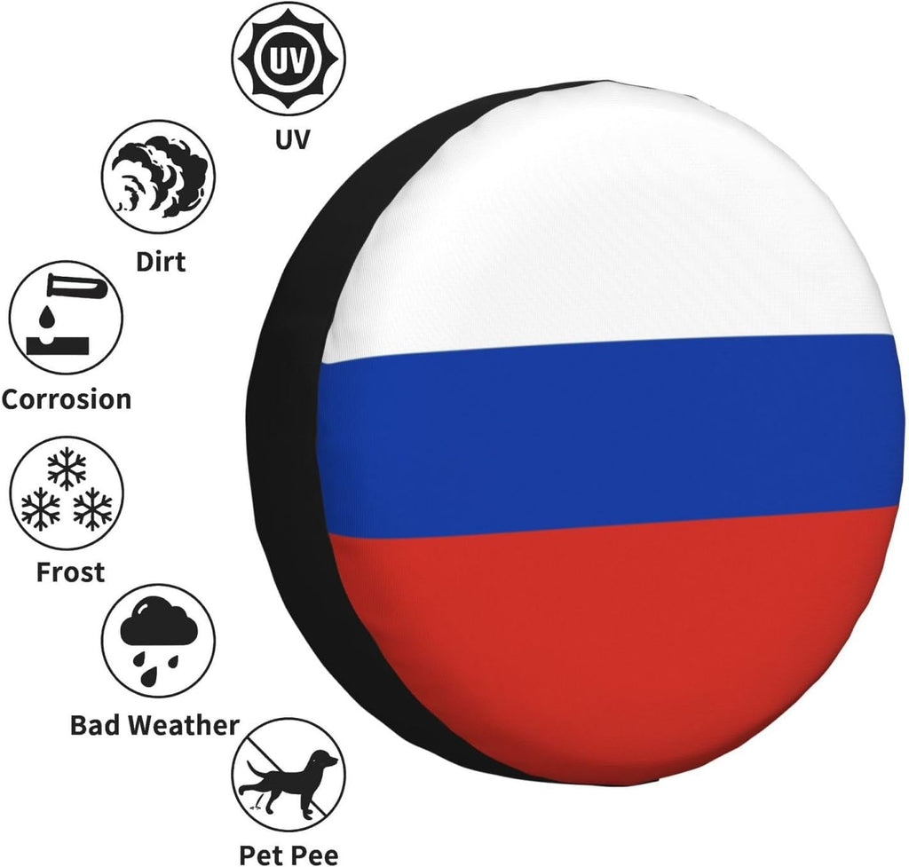 Russian Flag Print Universal Spare Tire Cover for RV, Jeep | Wheel Protector Fits Rv, Trailer, Jeep, Shield Tires From Sun, Dirt And Rain For Outdoor Storage