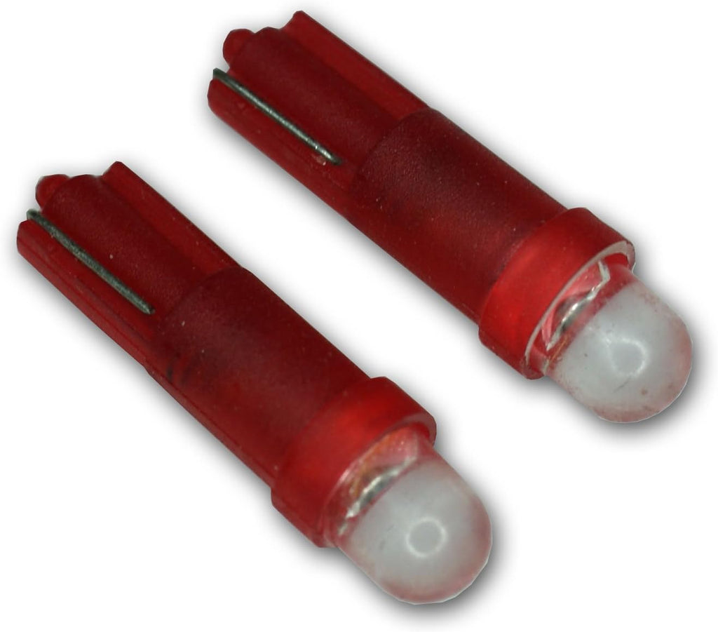 LEDGB-T5-R1 Glove Box LED Light Bulbs T5, 1 LED Red 2-pc Set