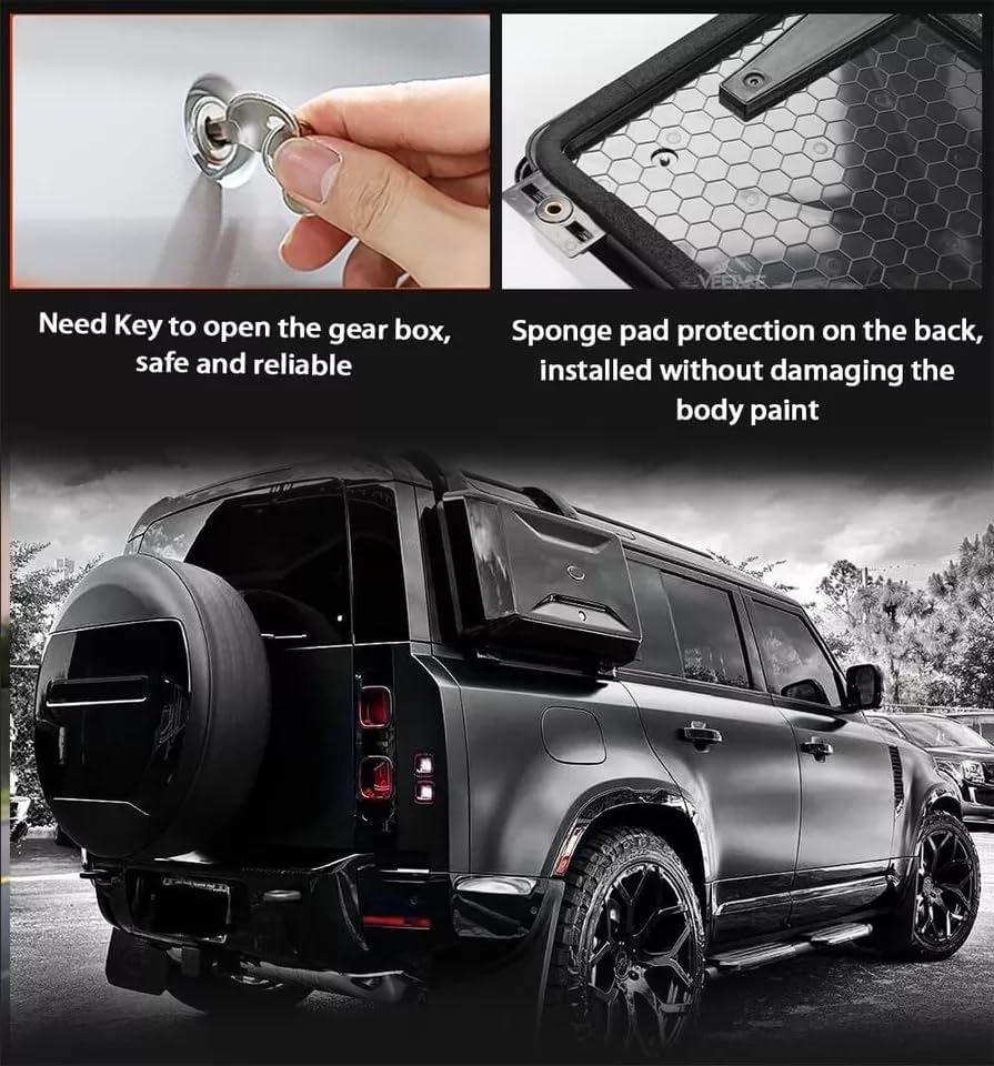 MATTE Black Side Toolbox Storage Box fits for Land Rover Defender 110 90 130 2020 2021 2022 2023 2024 2025 Exterior Mounted Gear Carrier with Lock