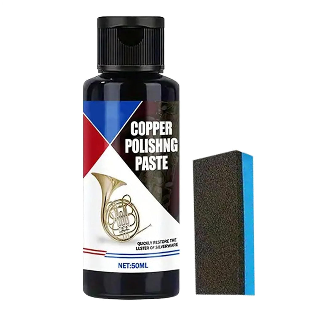Brass Cleaner - 50ml Tarnish Remover and Polisher with Sponge for Bronze, Aluminum, Chrome, and Silverware, Fast-Acting Formula with Easy Application, Metal Cleaner for Watches, Stoves
