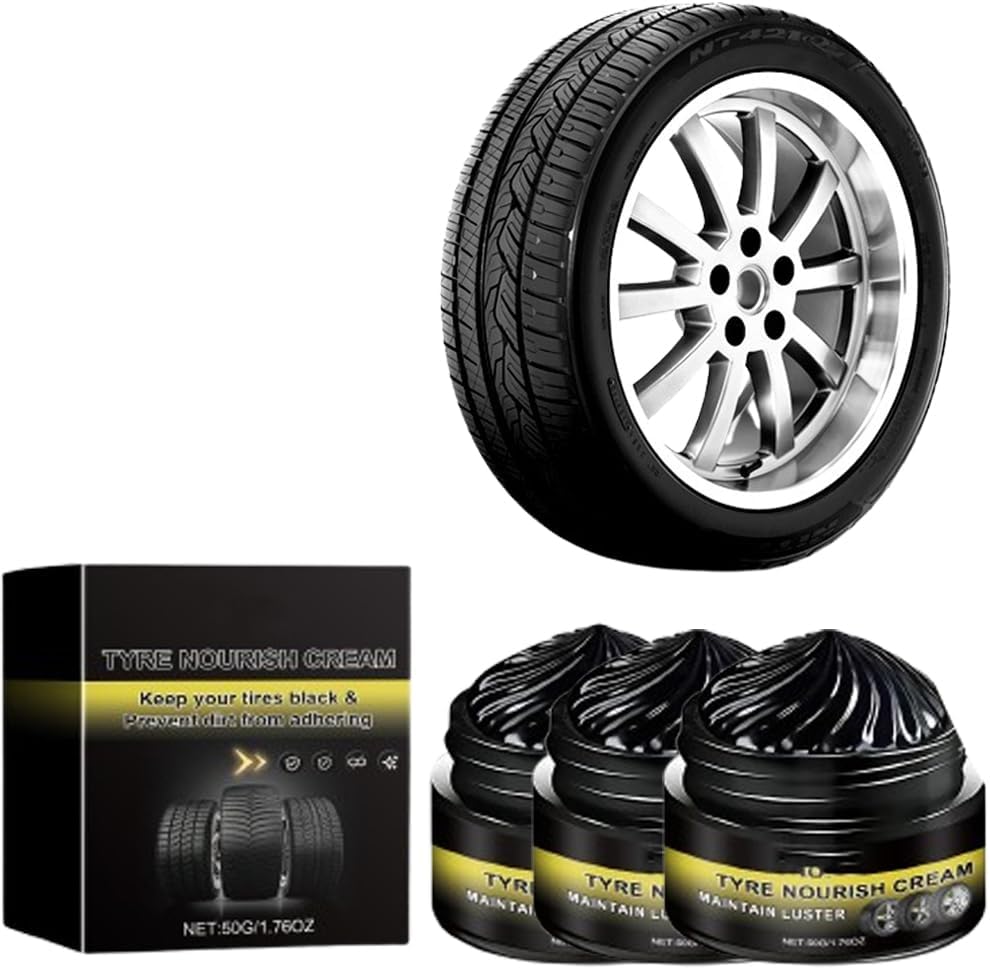 Gel Abrillantador De Llantas De Larga DuracióN, Tyre Nourish Cream, Tire Coating Paste Rapid Acting, Premium Tire Coating & Trim Restorer, Long-Lasting TireShine Gelfor For Car Tires (3PCS)