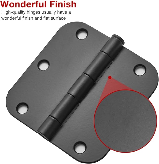 24 Pack Matte Black Door Hinges 3.5 x 3.5 Inch Interior 3 1/2 Inch Door Hinges - Image 5