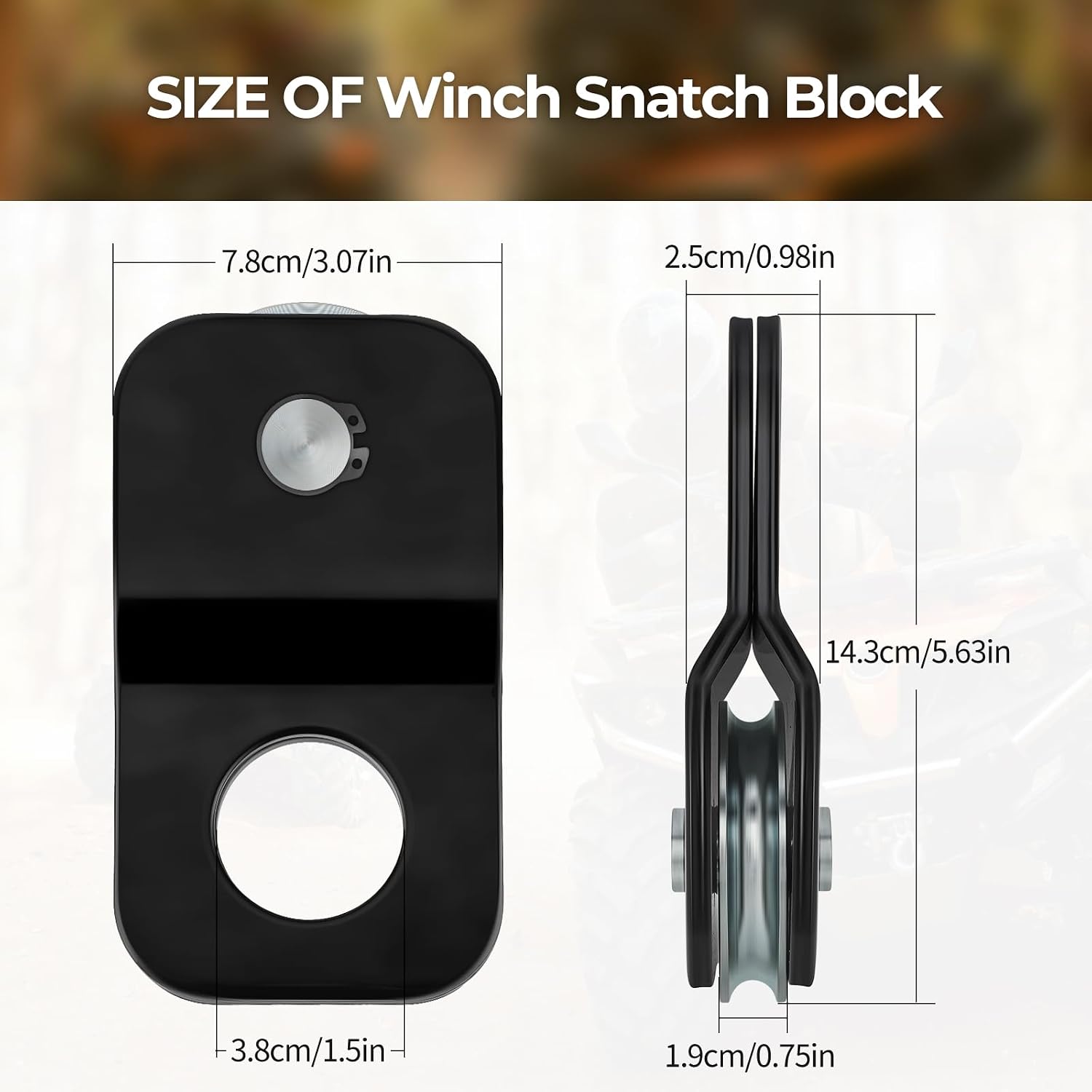 M MATI 8000 LBS Capacity Winch Snatch Block,Universal ATV UTV Heavy Duty Rope Pulley Block with Black Coating Fit for 3/16 to 5/16 inch Winch Cable