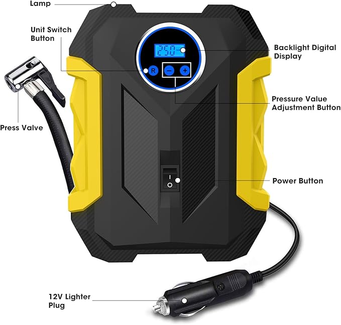 Digital Air Compressor for Car Auto Pump Portable Tire Inflator - Image 2