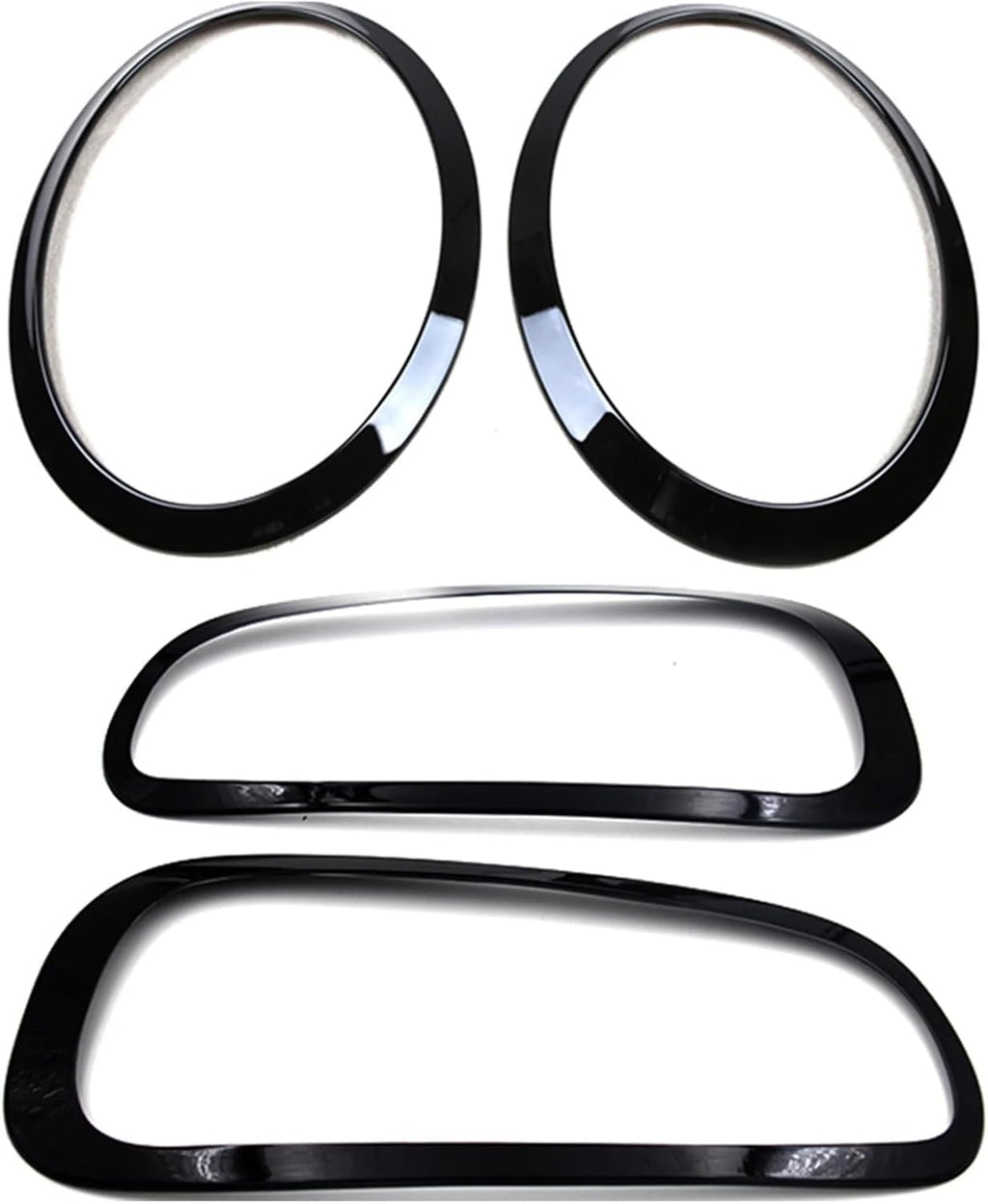 4pc Headlight+Taillamp Cover Trim Compatible For Mini Cooper F54 2015-2020 Clubman Car Front Head Light Bezel+Rear Lamp Frame Sticker Strip(Glossy Black)