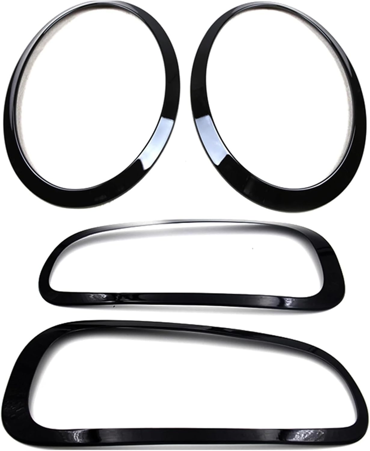 4pc Headlight+Taillamp Cover Trim Compatible For Mini Cooper F54 2015-2020 Clubman Car Front Head Light Bezel+Rear Lamp Frame Sticker Strip(Glossy Black)