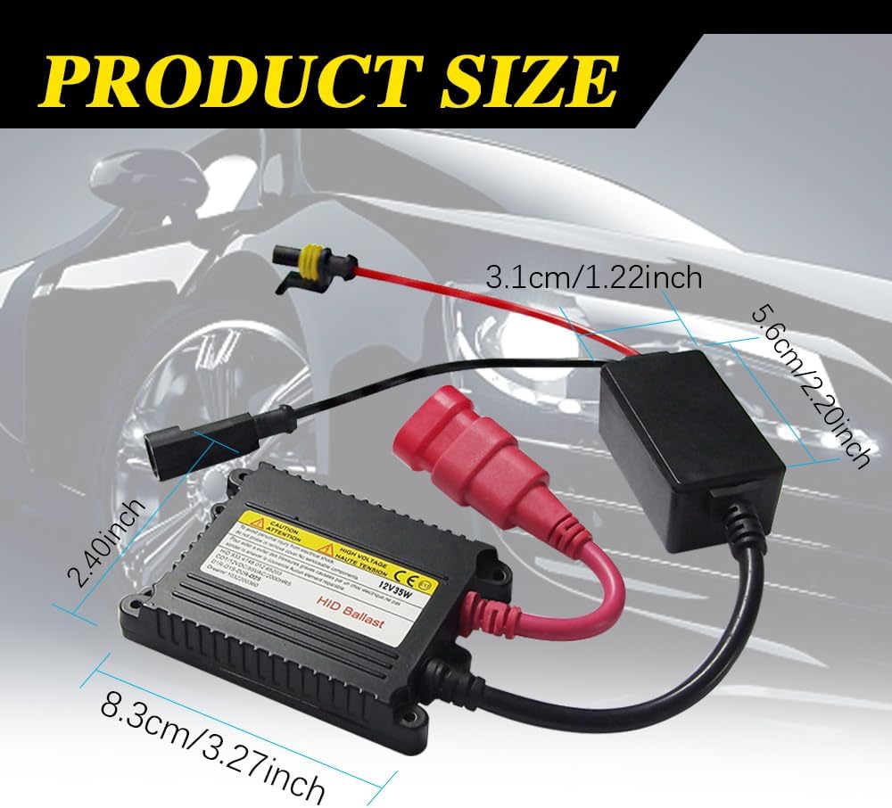 2PCS Xenon HID Ballast 35W DC 12V, Ultrathin Xenon HID Ballast Control Unit with Igniter Module, DC Headlight Stabilizer Control Module Replacement, Universal Car Accessories