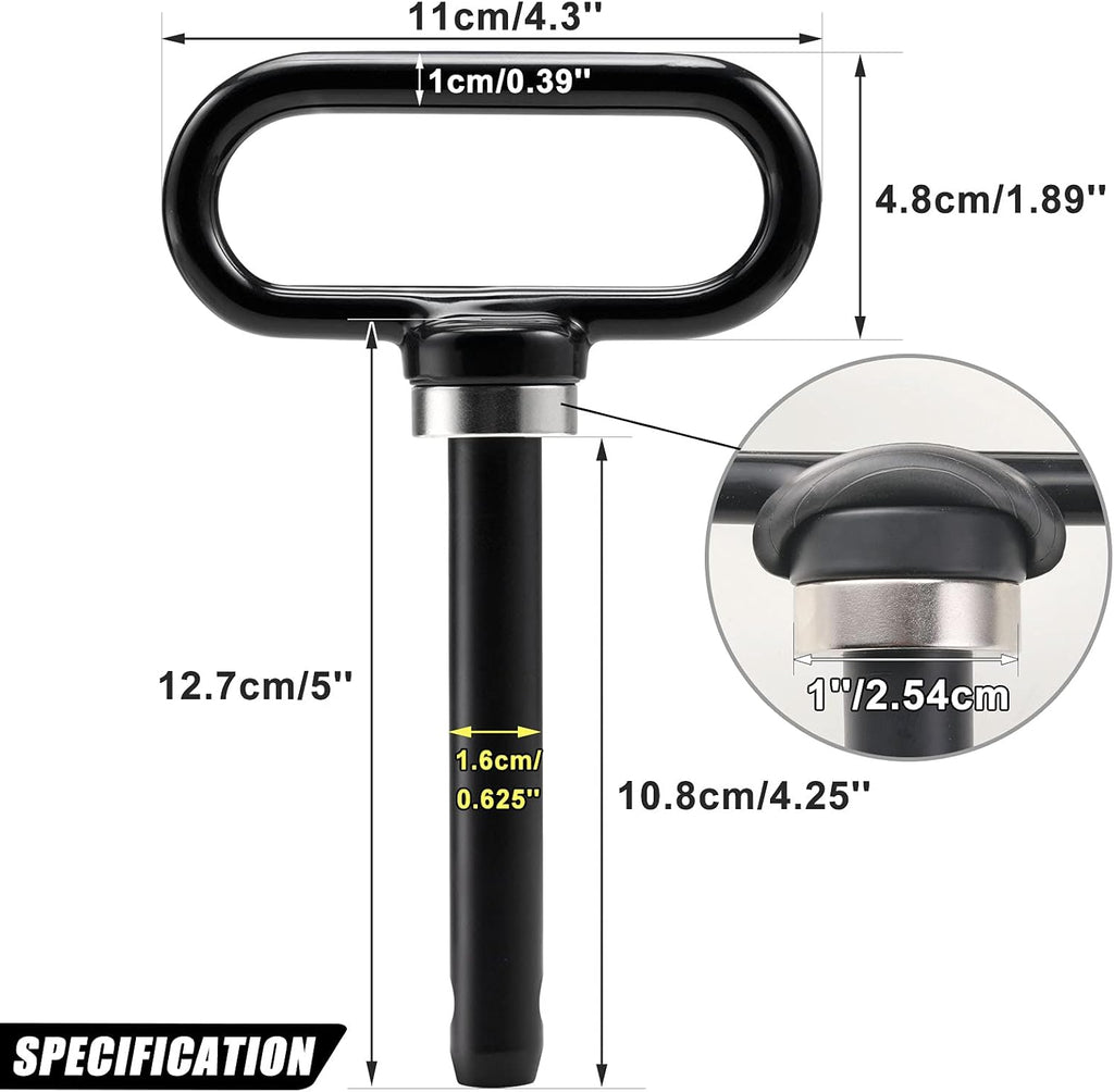 CZC AUTO Zero Turn Mower Trailer Hitch Kit - 5/8'' Magnetic Hitch Pin, Combo Pack for Secure Attachment, Black