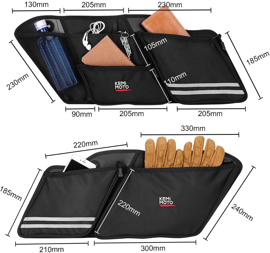 KEMIMOTO Saddle Bags Organizers 2 Pack for 1993-2013 Road Glide Street Glide Road King Saddlebag Organizers