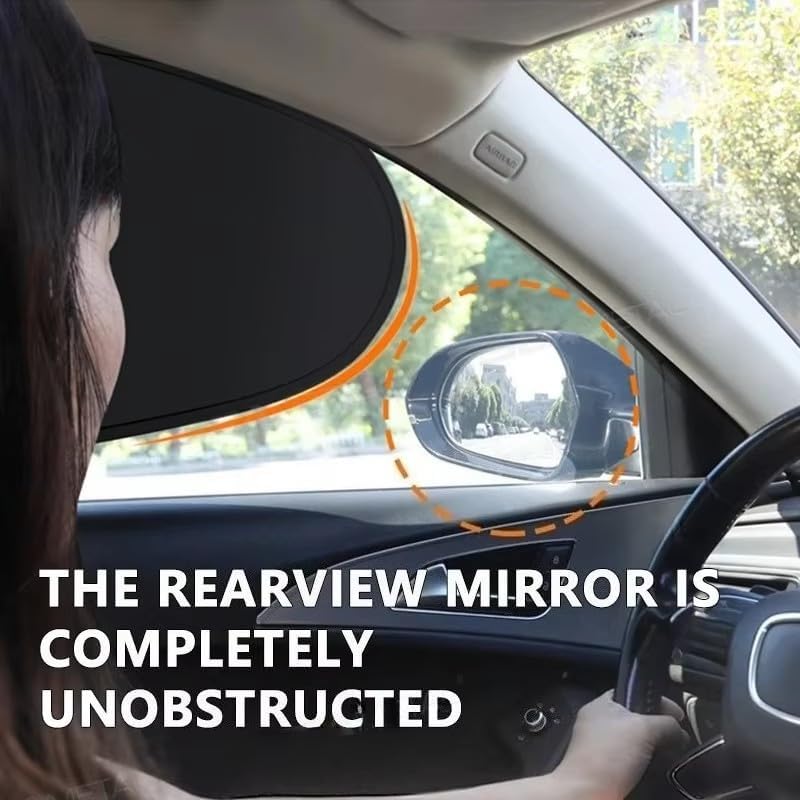 1Pair Car Sun Shade Cover Side Window Electrostatic Curtains Sun Protection 99.9% UV Ray Blocking Foldable Auto Curtains (A Pair of Rear Windows)