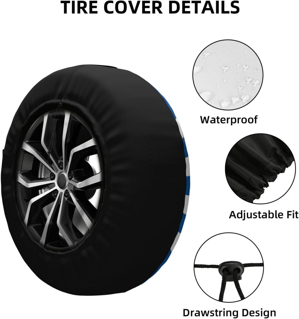 Greek Flag Print Universal Spare Tire Cover for RV, Jeep | Wheel Protector Fits Rv, Trailer, Jeep, Shield Tires From Sun, Dirt And Rain For Outdoor Storage