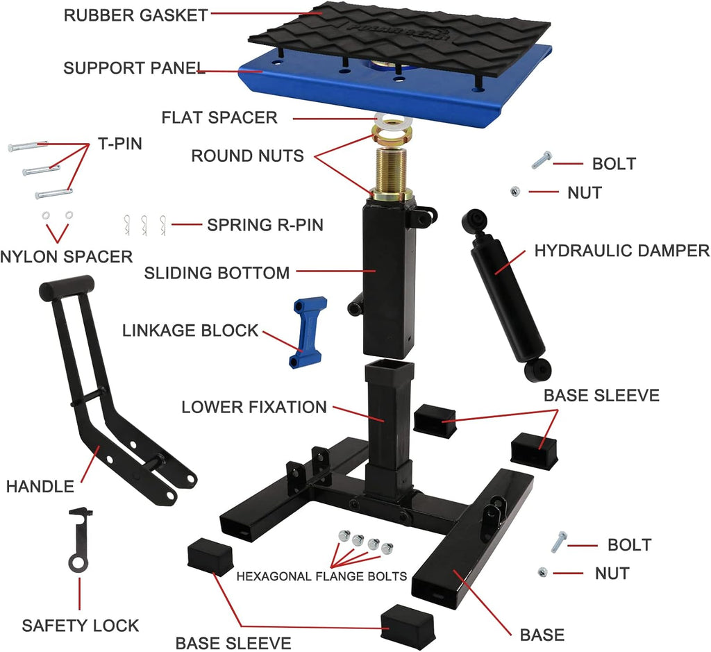 POLARBEAR Dirt Bike Stand Motorcycle Hoist Lift Stand Center Jack Adjustable Heavy Duty 1200Lbs Capacity Repair Lifting Jack Stand Table Rack(Blue)