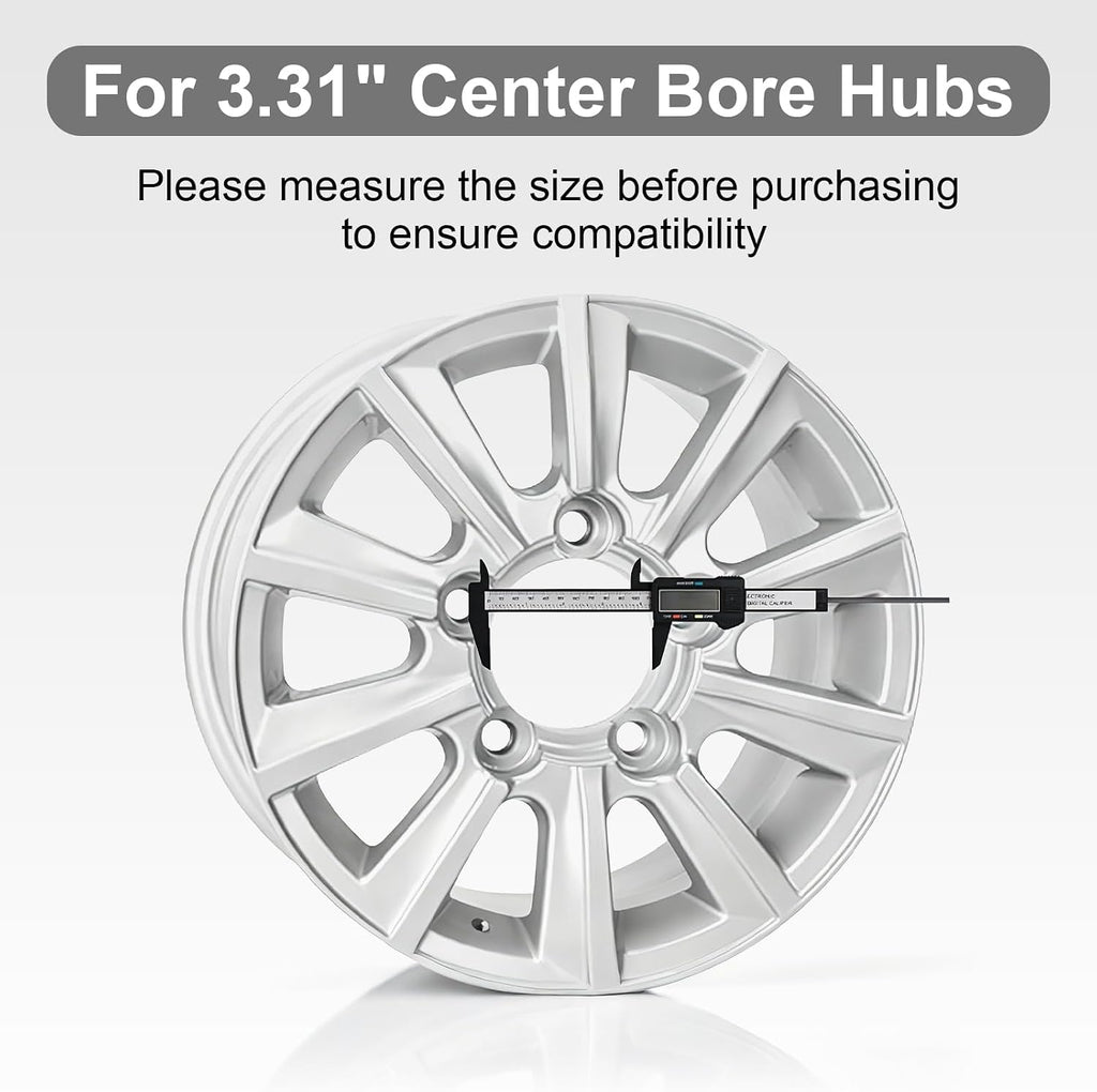3.31" Push Through Center Caps for Trailer Truck RV Wheel Rims 3.31" Center Bore Chrome Carbon Steel, 3.31" Center Hole, 3.03" Height, 4Pack, Silver