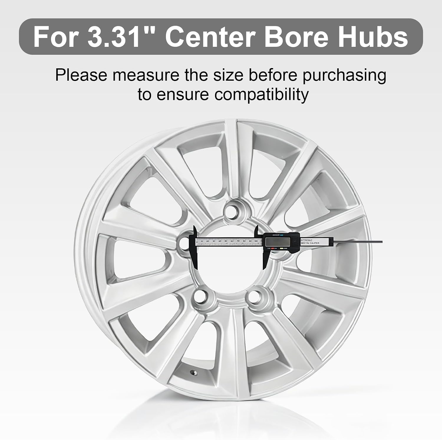 3.31" Push Through Center Caps for Trailer Truck RV Wheel Rims 3.31" Center Bore Chrome Carbon Steel, 3.31" Center Hole, 3.03" Height, 4Pack, Silver