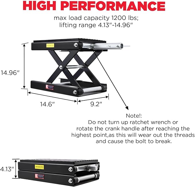 CXRCY 1200 LBS Motorcycle Lift Scissor Jack Black Upgraded Dirt Bike ATV - Image 5