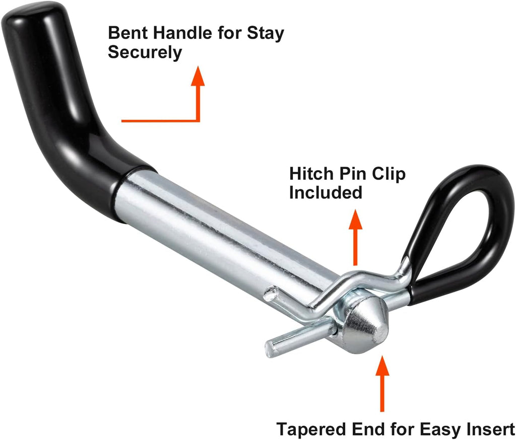 TOPSHINE Trailer Hitch Pin & Clip 4 Pack, 5/8 Inch Diameter with Rubber-Coated Vinyl Black Grip, Fits 2" Receiver