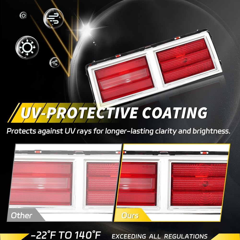 Tail Light Lamp Lens Compatible with Chevy II Nova 1975 1976 1977 1978 1979, [DOT Certified] [IP67 Waterproof] Rear Bumper Reflector Light Lens [No Bulbs], 2 PCS, Red Lens